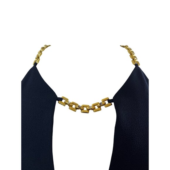 Datiani Black Sleeveless Halter Chain Detailed Dress For Women A-Line Fit Sz 12 - Picture 5 of 9